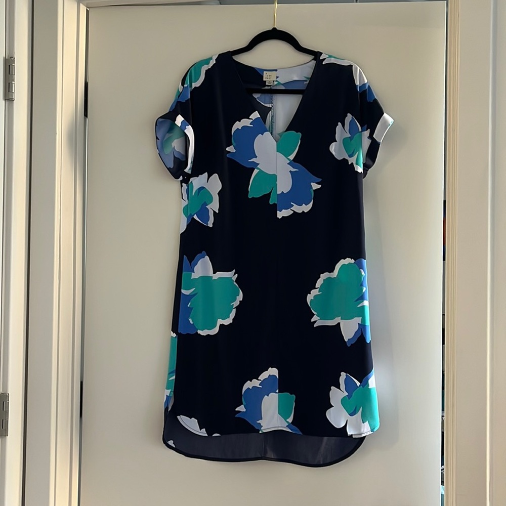 Navy Dress with Flowers